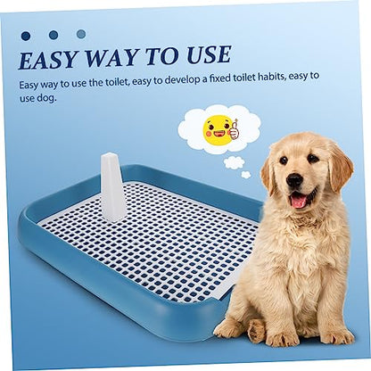 UKCOCO Plastic Dog Potty Trainer Tray with Raised Edges and Leak Design for Indoor Use Lightweight Portable Puppy Toilet with Special Column for Toilet Training and Safety Suitable for