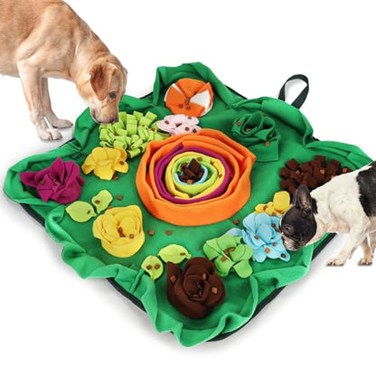 Vextronic Snuffle Mat for Dogs, Large Breed Slow Feeder Interactive Toy | 25x25-inch washable mat. Sparks natural foraging. Eases anxiety. Slows gulping, cuts bloat risk. Fits small to large pets. - color: Green