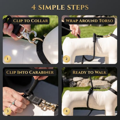 Hands-Free No-Pull Dog Leash | Durable Adjustable Training Lead for Dogs | Calm Command Outdoor Activity Leash for Active Pet Lifestyle Breeds | Ergonomic Handle - Large (60+ lbs) - size: Large