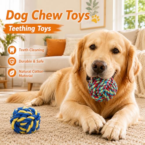 Aitmexcn Dog Rope Toys for Aggressive Chewers, 8 Pack Heavy Duty Natural Cotton Dog Chew Toys for Large & Medium Dogs, Tough Tug of War Dog Toys Teeth Cleaning,Boredom - size: 8 Pack-Large