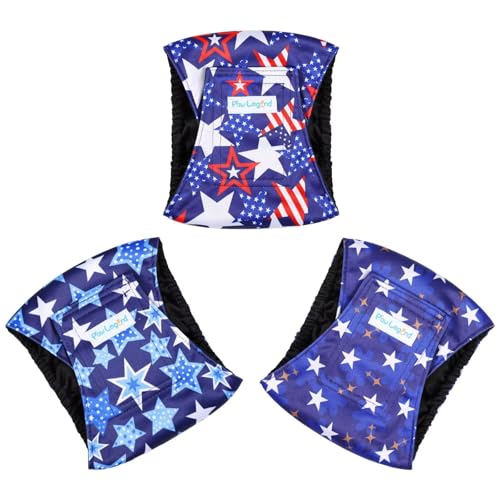 Paw Legend Washable Dogs Diapers Male Dog Belly Bands for Male Dogs Diapers Reusable Puppy & Doggie Diapers Male - color: Star Pattern, size: X-Small