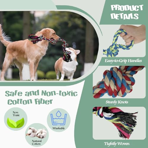 Dog Rope Toy, 3-Pack, Large | Heavy Duty, Tough Chew Toys, Durable Interactive Tug of War, Teeth Cleaning, For Large and Medium Aggressive Chewers - size: Large