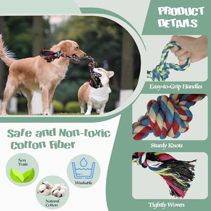 Dog Rope Toy, 3-Pack, Large | Heavy Duty, Tough Chew Toys, Durable Interactive Tug of War, Teeth Cleaning, For Large and Medium Aggressive Chewers - size: Large