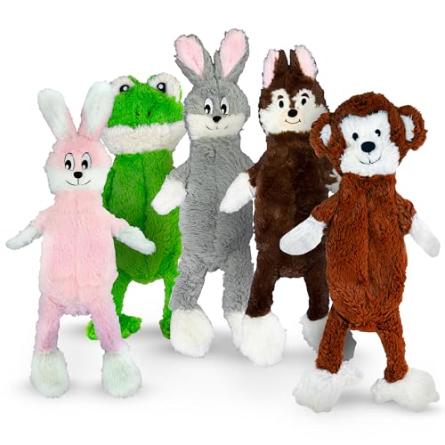 FGA MARKETPLACE Bundle of 5 Flat NO Stuffing NO Squeak Plush Dog Toys, Funny Style Will Entertain Your Pet for Hours, Recommended for Small and Medium Dog 21 INCH Long - color: Bundle 1