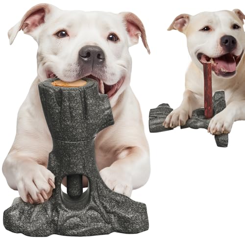 Bully Stick Holder for Dogs, Tough Chew Toy for Aggressive Chewers, Anti-Choking Dog Stick Holder Made of Food-Grade Nylon & Coffee Wood Fiber, Dishwasher Safe Durable Dog Toy for Large Dogs - color: Bully Stick Holder