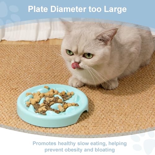 Slow Feeder Bowl for Cats and Small Dogs,Cilkus Fish Pool Design, Fun Interactive Bloat Stop Puzzle Feeder Bowl Healthy Eating Diet Made of Melamine Food Grade Material Dishwasher Safe (Blue) - color: Blue