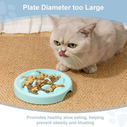 Slow Feeder Bowl for Cats and Small Dogs,Cilkus Fish Pool Design, Fun Interactive Bloat Stop Puzzle Feeder Bowl Healthy Eating Diet Made of Melamine Food Grade Material Dishwasher Safe (Blue) - color: Blue
