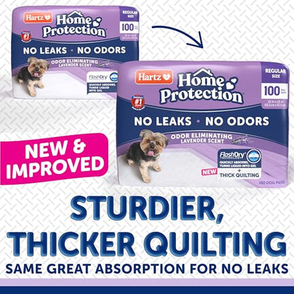 Hartz Home Protection Super Absorbent Odor Eliminating Lavender Scented No Leaks Dog Pads, 100 Count - size: 21 x 21 (100 count)