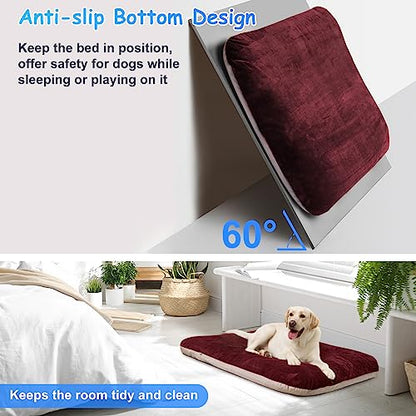 Magic Dog Super Soft Extra Large Dog Bed, 47 Inches Jumbo Orthopedic Foam Pet Beds with Anti Slip Bottom, Dog Sleeping Mattress with Removable and Washable Cover, Burgundy XL - color: Burgundy, size: 47.0"L x 39.0"W x 5.0"Th