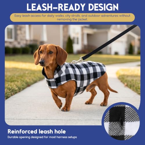 ASENKU Dog Winter Coat, Fleece Doggie Jacket Plaid Reversible Vest Waterproof Windproof Cold Weather Clothes for Small Medium Large Dogs (M, White) - color: White, size: Medium