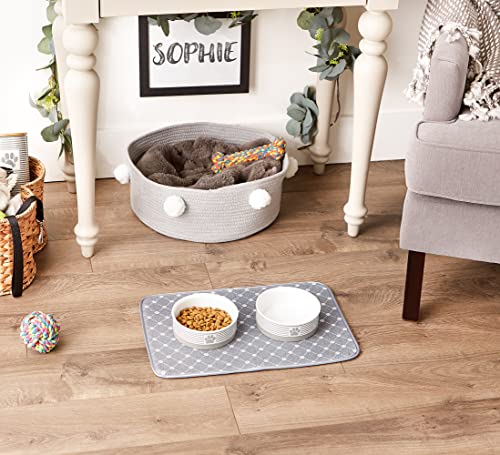 Bone Dry Machine Washable, Ultra Absorbent Pet Mat, 12x18, Gray Trellis Print - color: Gray Trellis Print, size: 12"L x 18"W