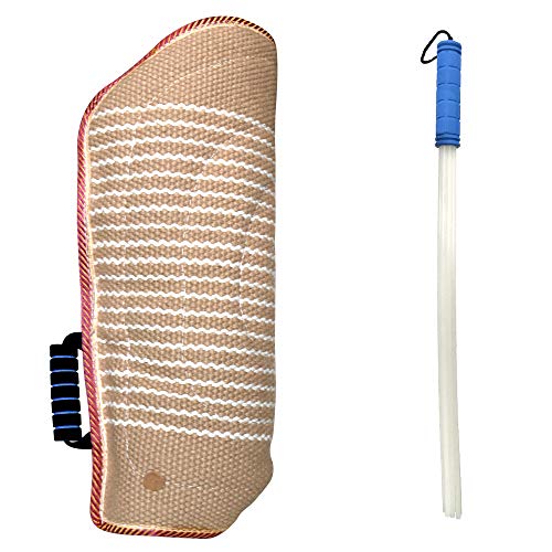 Dog Bite Training Set Professional Dog Bite Sleeve Arm with Whip Agitation Stick for Dogs Training Equipment Protection for Biting Playing Tugging Toy Interactive Pitbull German Shepherd Puppy K9