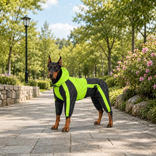 Lovelonglong Dog Hooded Raincoat, Small Dog Rain Jacket Poncho Waterproof Clothes with Hood Breathable 4 Feet Four Legs Rain Coats for Small Medium Large Pet Dogs Green S - color: Green, size: S (Small Dog ~7lbs)