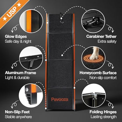 71"×20" Extra Wide Dog Ramp for Car, SUV & Truck – Folding Aluminum Pet Ramps for Large Dogs up to 250 lbs, Non-Slip Surface & Glow Edges, Foldable Portable Ramp for Side Door or Porch Steps