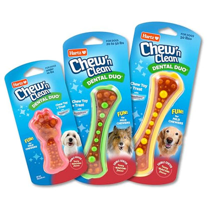 Hartz Chew 'n Clean Dental Duo Bacon Flavored Dental Dog Chew Toy and Treat - Extra Small - size: X-Small (Pack of 1), style: 1 Count