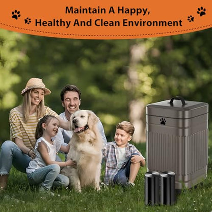 Dog Poop Trash Can Outside, 5L/1.3Gal Metal Dog Waste Trash Can with Lid, Foot Pedal, Pet Waste Container with 40 Bags, Poop Bucket with Lid Soft Close for Pet, Brown - size: 5L Brown Trash Can