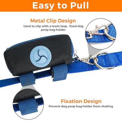 Dog Poop Bag Holder Zippered Pouch, Portable Dog Poop Bag Dispenser with 1 Metal Clip, Fashion Color Matching Canvas Waste Bag Holder for Leashes - Black - color: Black