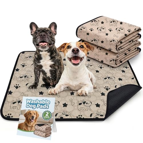 BAEJMJK Washable Dog Pee Pads, Reusable Dog Crate Mats Puppy Training Pads, 4-Layer Super Absorbent Waterproof Non-Slip Leak-Proof Ideal for Potty, Crate, Playpen & Travel(20"x28",Coffee 2-Pack) - color: Coffee 2-pack, size: 20"x28"