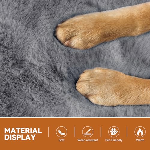 Zerbuger Dog Stairs with Furry Lids 18" H, 3-Step Wider Dog Steps with Storage for Small/Medium/Large Old Dogs Cats, Folding Sturdy Pet Stairs Climbing Bed Couch, Ramp for Car Hold Up to 200 lbs, Grey