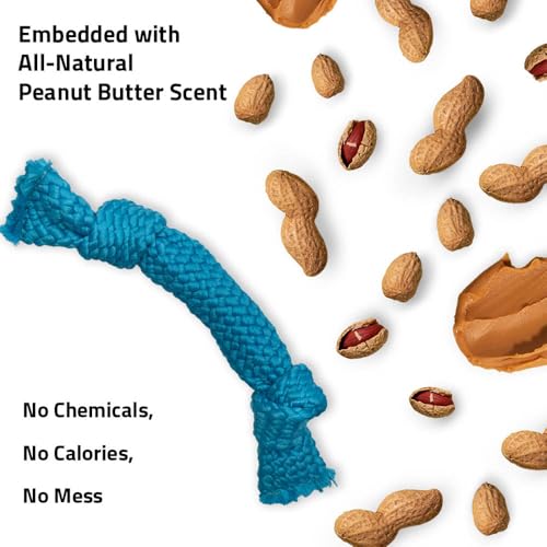 Playology Dog Toys | Dri-Tech Dental Rope Toy for Senior Dogs, Gentle on Teeth | Peanut Butter Scented Medium Toy | Dog Rope for Tug of War - size: Medium Rope, style: Peanut Butter