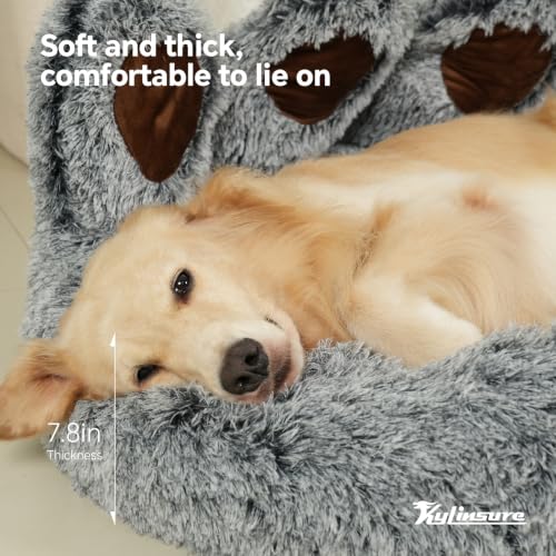 Round Plush Calming Donut Dog & Cat Bed | Calming Design, Donut Shape - color: Grey, size: Medium
