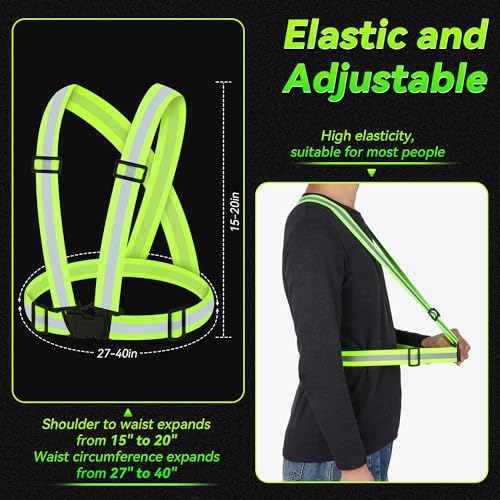 Reflective Vest Running Gear,High Visibility Adjustable Safety Vest for Outdoor Motorcycle,Dog Walking,Night Running,Hiking - color: Green X3