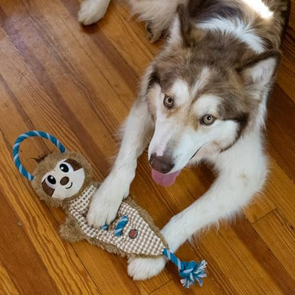 Outward Hound by Charming Pet Ropiez Rope Interactive Dog Tug Toy for Tugging Squeaky Fun, Sloth, Brown - color: Ropiez Sloth