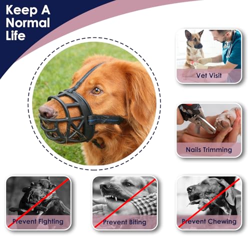 Mayerzon Basket Dog Muzzle for Small Medium Large Dogs, Breathable Silicone Muzzle for Anti-Biting and Anti-Chewing with Soft Padded and Adjustable Head Strap Allows Drinking(#6) - size: Size6-Snout 14.2-15.75 in
