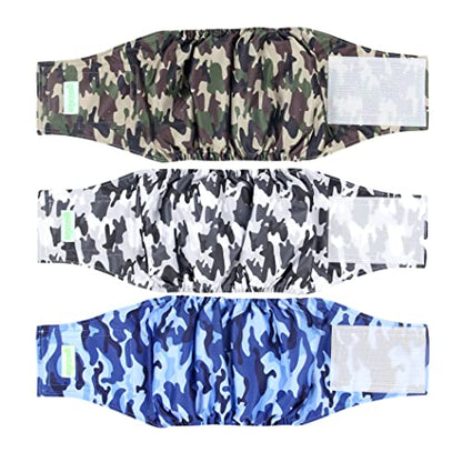 wegreeco Washable Male Dog Diapers (Pack of 3) - Washable Male Dog Belly Wrap (Camo, XS) - color: Camo, size: X-Small (Pack of 3)
