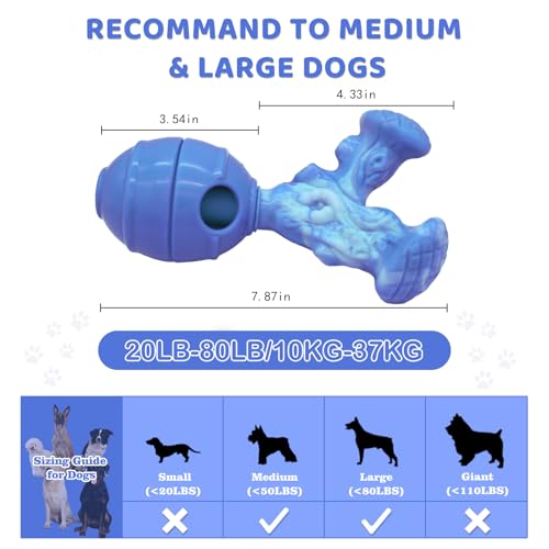 BoYoYo Dog Toys for Aggressive Chewers, 3 in 1 Treat Dispensing Dog Toys to Keep Them Busy, Dog Enrichment Toy for Small, Medium and Large Dogs, Milk Flavor - color: Dark Blue