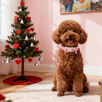 DOGWONG Valentine's Dog Collar - Pink Heart Adjustable Cotton Heart Dog Collar - Cute Dog Collars Perfect for Small Dogs - color: Z: Paw Heart, size: Extra Small