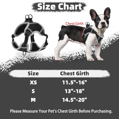 PUPTECK Dog Harness Small Sized Dog, Step in Adjustable Reflective Dog Vest Harness Escape Proof, No Pull Soft Padded Harness Easy Control, Black, M - color: Black, size: M (CHEST: 14.5"-20")