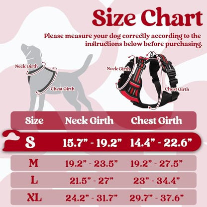 rabbitgoo Dog Harness Small Sized, No Pull Pet Harness with 3 Buckles, Adjustable Soft Padded Vest with Control Handle, Walking Reflective Pet Vest for Small Dogs, Red, S - color: Red, size: Small
