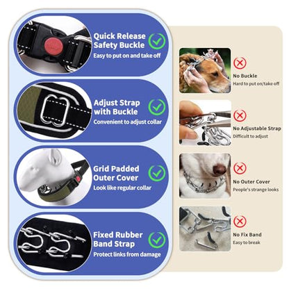 Martingale No Pull Dog Collar for Large Medium Dogs Training Walking, Heavy Duty Nylon Reflective Adjustable Anti Pull Slip Collar with Buckle S Army Green - color: Army Green, size: S (11"-15" Neck, 1.5" Wide)