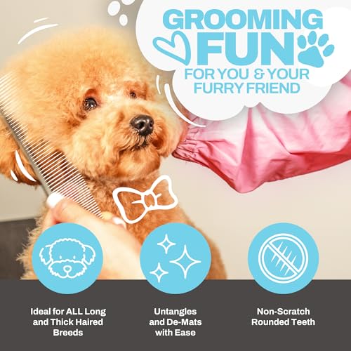 The Doodle Brush Dog Combs for Grooming Matting, Finishing Metal Comb For Dogs, Large Stainless Steel Doodle Dog Grooming Combs, Tackles Mat & Tangles for Poodles, Labradoodle, Cockapoo Pet Comb