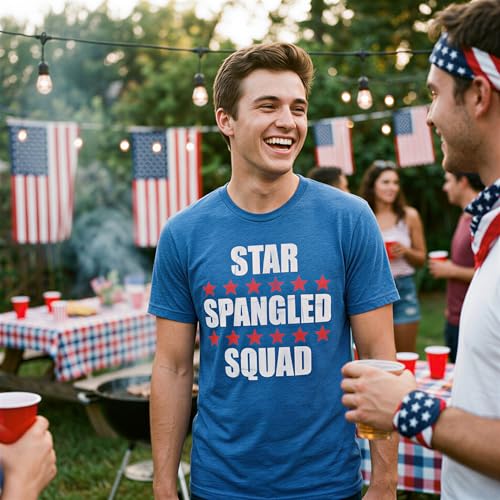 Mens Funny T Shirts Star Spangled Squad Sarcastic Fourth of July Graphic Novelty Tee for Men - size: X-Large