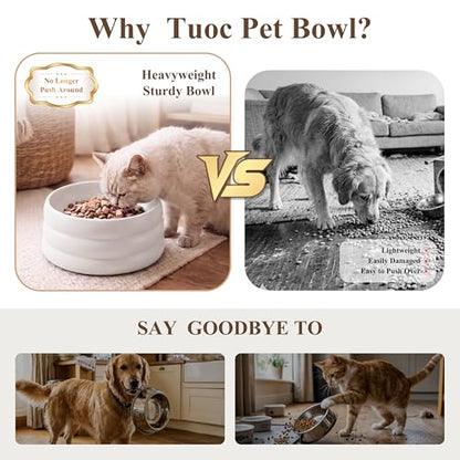 BOBO & Bowl Pet Drinking Bowl (1.2L/40 oz), Food-Grade Ceramic Water Bowl for Small & Medium Dogs - Elevated, Heavy Sturdy, Dishwasher & Microwave Safe, Black - color: White