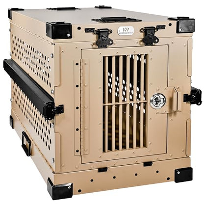 K9 Kennel Boss Aluminum Collapsible Dog Crate, Heavy Duty Folding Kennel - Small (Tan) - color: Tan, size: 30.6"L x 22.8"W x 25.7"H