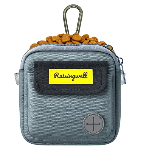 Raisingwell Dog Treat Pouch for Pet Walking and Training with Clicker Poop Bags and Three Bags Design Small Fanny Zipper Pack Holder for Puppy Snack Dispenser Kit for Leash and Outdoor Use (Gray) - color: d3.Gray1, size: Two Bag