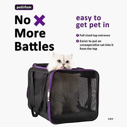 Soft Pet Carrier for Large and Medium Cats, 2 Kitties, Small Dogs. Easy to Get Cat in, Great for Cats that Don't Like Carriers (Black) - color: Black