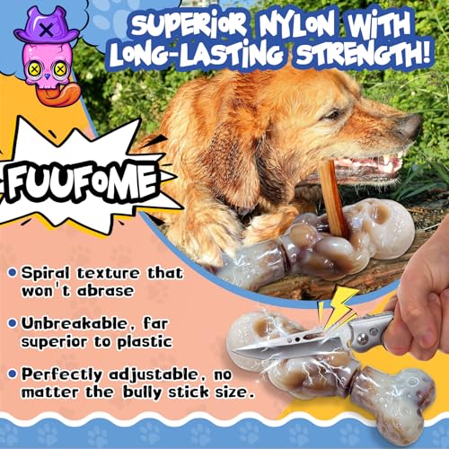 Fuufome Tough Dog Toys for Aggressive Chewers: Indestructible Dog Chew Toys-Upgraded Bully Stick Holder & Chew Toys-Super Chewers Toys for Large,Medium,Small Breeds - color: White