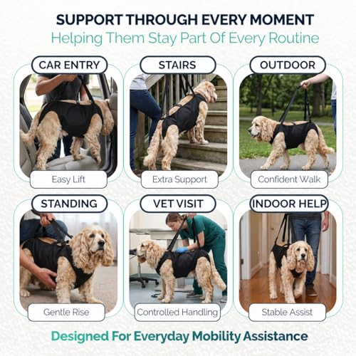 Medium Dog Sling Carrier – 27-38 Lb. Dog Sling for Medium Dogs Hind Leg Support – Doggie Lift M Full Body Design with Breathable Mesh and Adjustable Straps for Safe Mobility Assistance