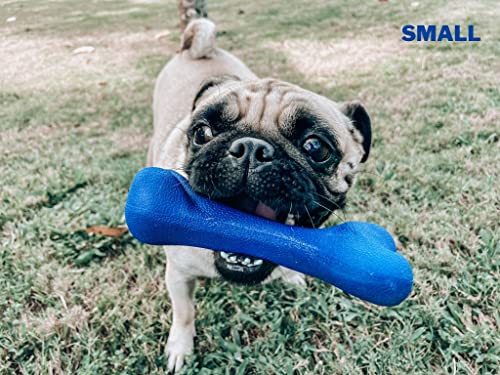 SuperChewer Tough Dog Bone Toy | Lifetime Replacement | Strong Natural Rubber | Great Dog Fetch Toy | Chew Toys for Dogs | Ultra Durable Chew Toys for Moderate Chewers | Large Breed Tested - size: Small
