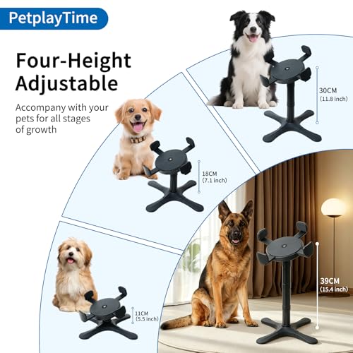 Elevated Dog Bowl Stand, 4 Adjustable Heights (4.3"/7.08"/11.81"/15.35") Raised Dog Food Bowl Holder with Tilted Anti-Slip Base, Ergonomic Pet Feeder Stand for Small Medium Large Dogs & Cats