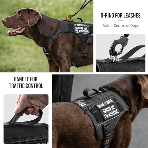 OneTigris Sentinel Pink Service Dog Vest with Patches, Reflective Lightweight Service Dog Harness with Pockets for Medium Large Dogs (Black, M: Neck 16-23", Chest 24-32") - color: Black, size: M: Neck 16-23", Chest 24-32"