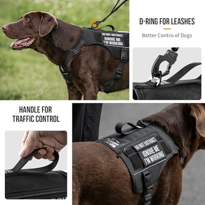 OneTigris Sentinel Pink Service Dog Vest with Patches, Reflective Lightweight Service Dog Harness with Pockets for Medium Large Dogs (Black, M: Neck 16-23", Chest 24-32") - color: Black, size: M: Neck 16-23", Chest 24-32"