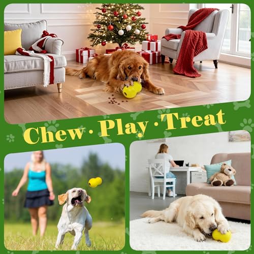 Kimee Natural Rubber Dog Chew Toy, Tough Gourd Dog Toy for Aggressive Chewers, Milk-Scented Interactive Dog Toy for Medium & Large Dogs to Chew, Tug & Fetch - style: Gourd