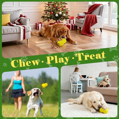 Kimee Natural Rubber Dog Chew Toy, Tough Gourd Dog Toy for Aggressive Chewers, Milk-Scented Interactive Dog Toy for Medium & Large Dogs to Chew, Tug & Fetch - style: Gourd