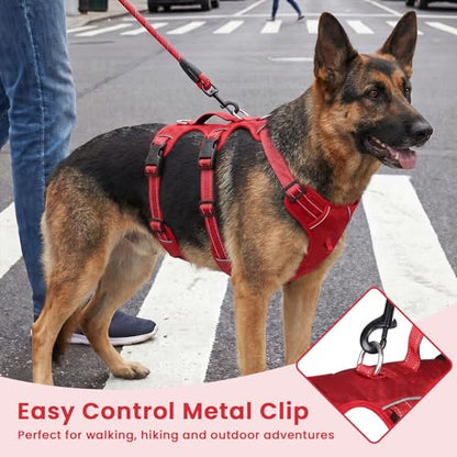 Escape Proof Dog Harness and Leash Set,Soft Padded Full Body Pet Harness, No Pull Reflective Adjustable Dog Vest with Handle, Easy Control Dog Harness for Medium Large Dogs Training Walking Running - color: Red, size: XL