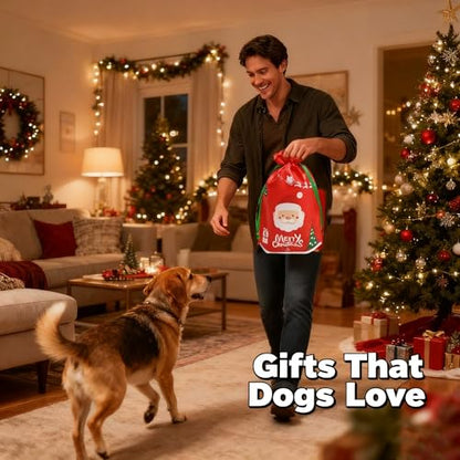 Christmas Dog Toy Set for Medium & Large Dogs - 7pcs Festive Chew Toys (5 Cotton Rope, 1 Squeaky Santa Plush, 1 Gift Bag) | Safe Durable Teeth Cleaning Holiday Dog Gifts for Heavy Chewers - color: Christmas
